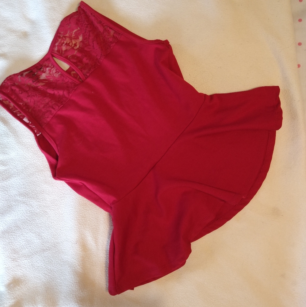 Red peplum top - Picture 2 of 3